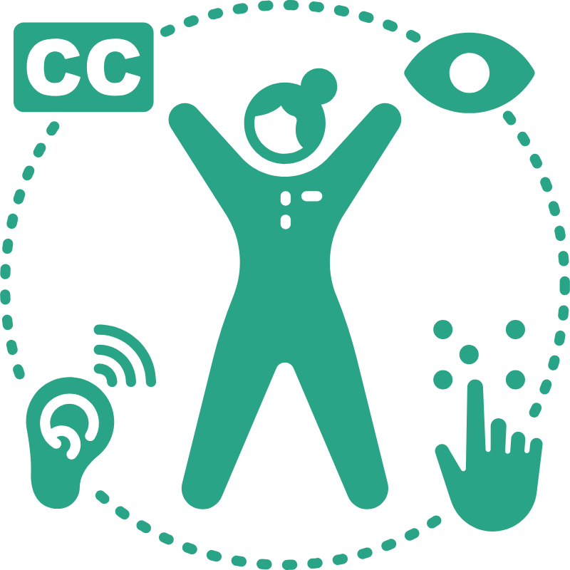 Green icon of a person in the middle with common needs circling her