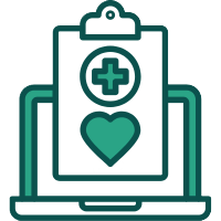Health clipboard over laptop