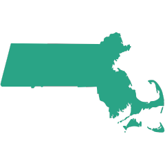 green outline of Massachusetts