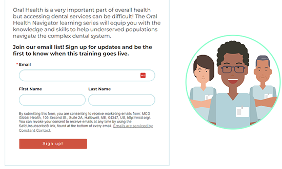 screenshot of the Oral Health Navigator Training website