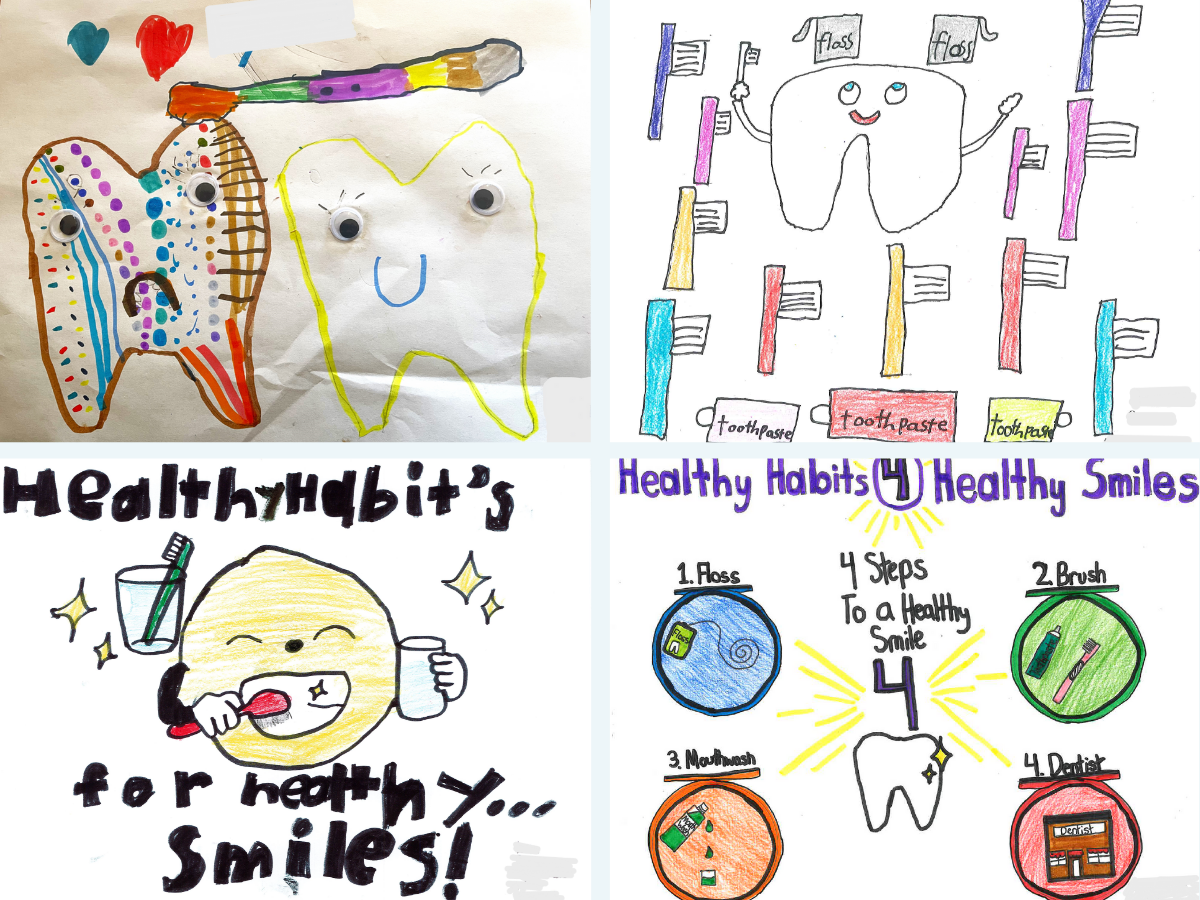 collage of 4 posters made by Maine school children that won the 2024 contest