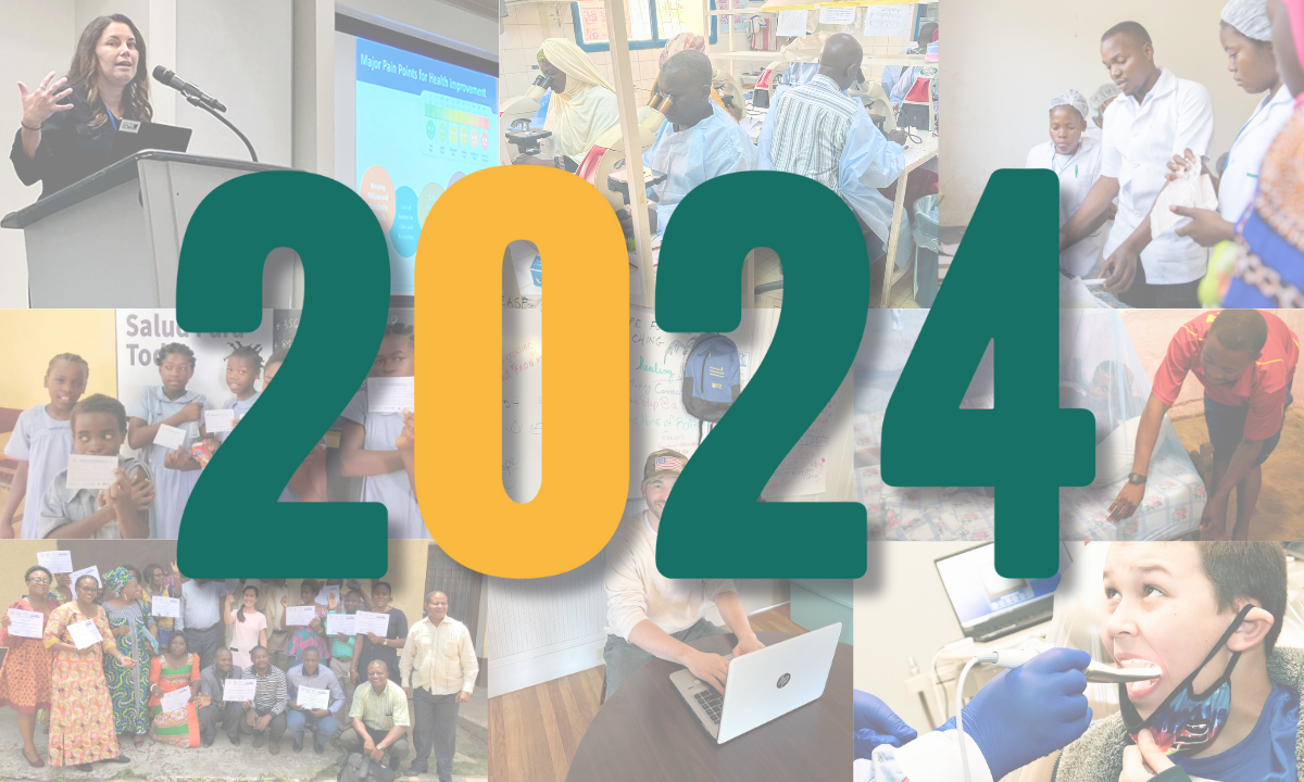 Graphic with 2024 in it and a collage of photos from our work