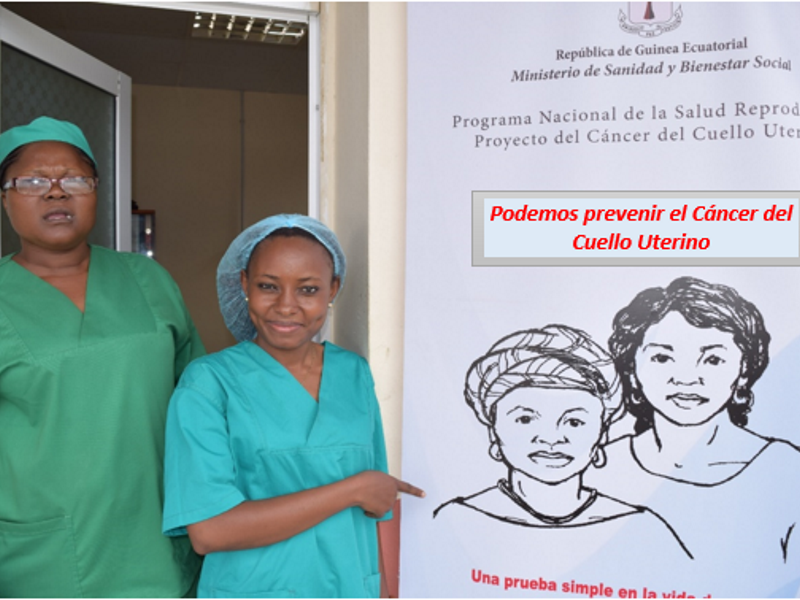 Inmaculada Anutulu (Nursing Assistant) and Dr. Ana María Obono (Gynecologist), staff members of Malabo Hospital CCST Corner.