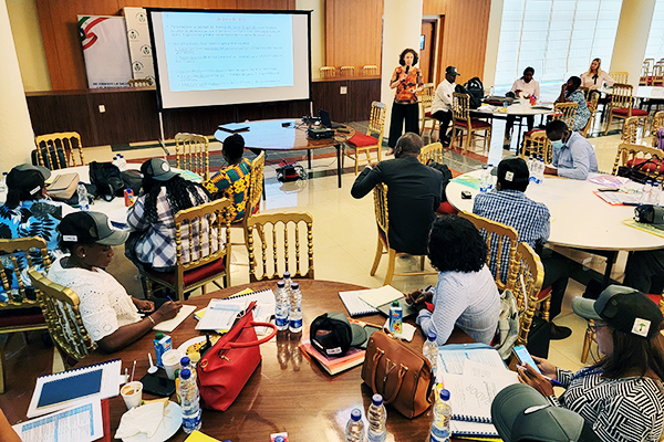 Sandra leading discussing on OTSS validation on Bioko Island.