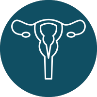 Blue icon of a cervix