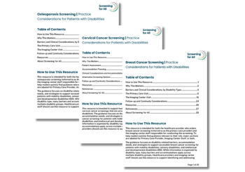 Three images that preview the practice consideration guides.