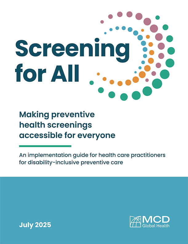 Cover the Screening for All Implementation Plan guide for health care providers -- blue and white