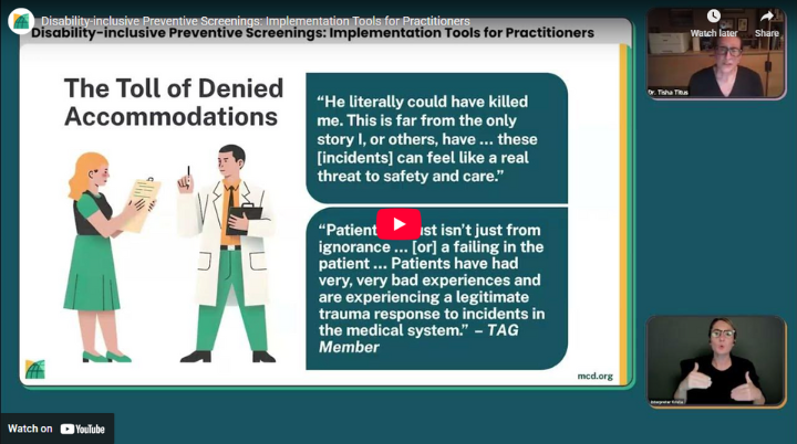 Screenshot of the online webinar with text being presented by a person